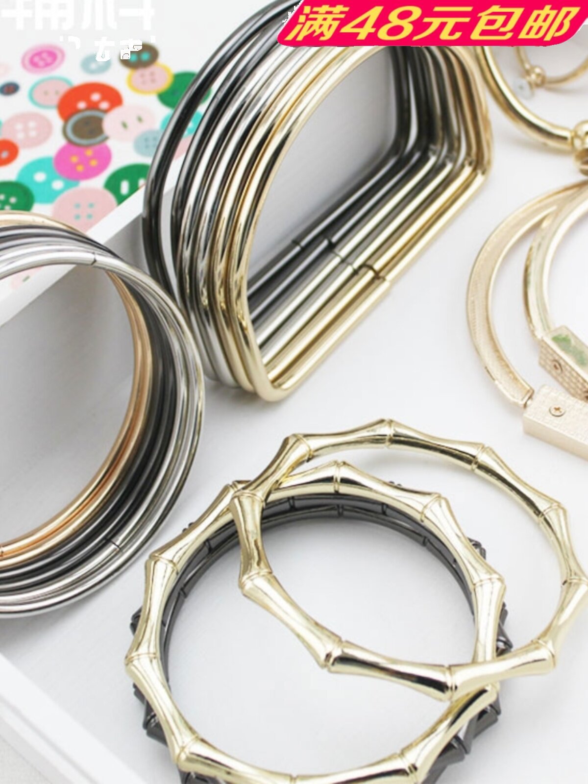 Handmade DIY Fabric Round D-Shaped Metal Handle for Bags and Accessories