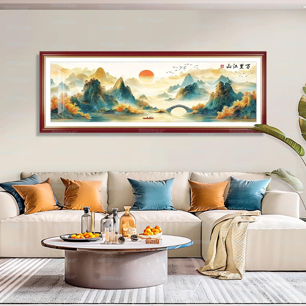 [Tela de algodón importada] Mona Lisa Royal Cross Stitch Diez mil millas de montañas y ríos Pintura de paisaje de punto de cruz grande Sala de estar image 3