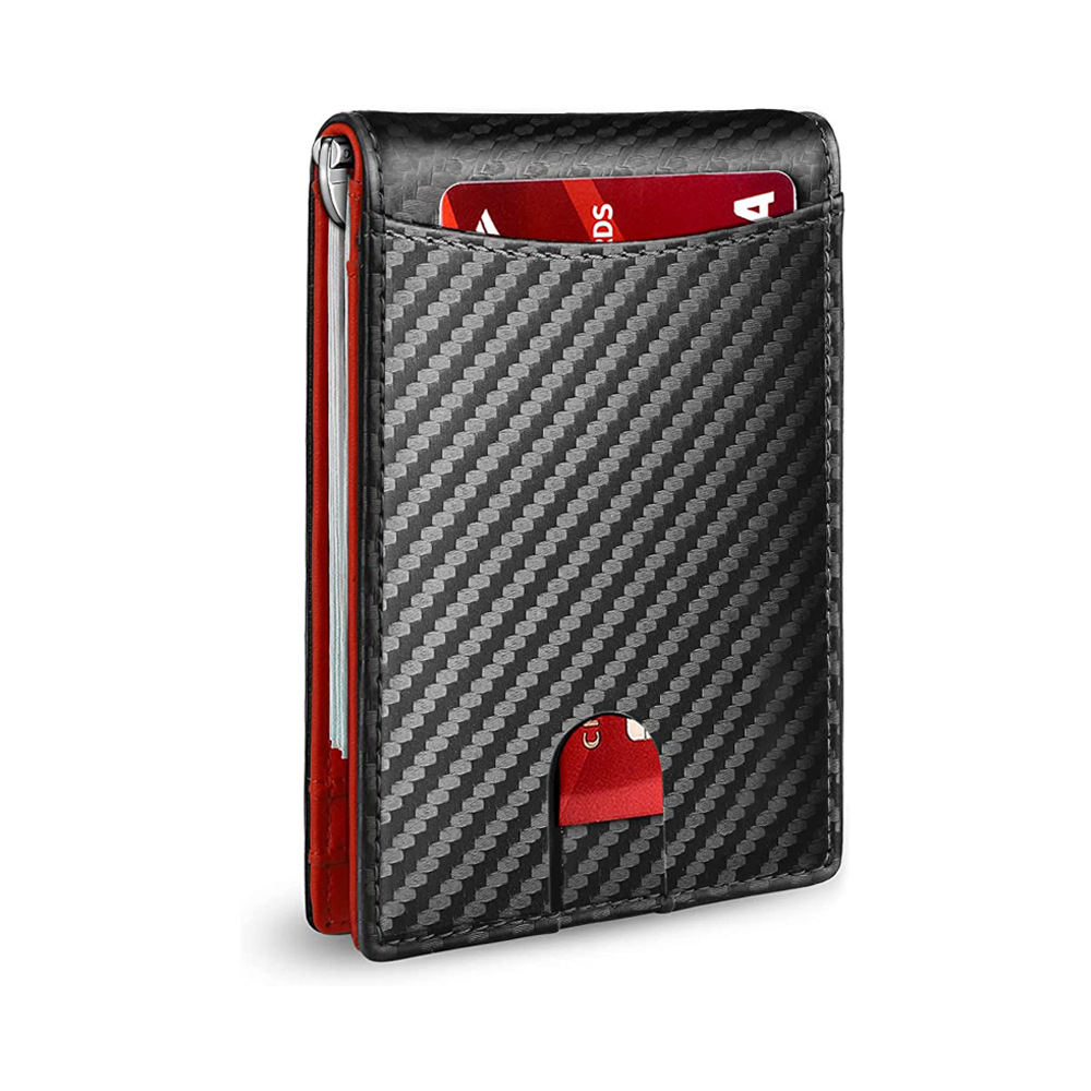 Directo de fábrica Amazon titular de la tarjeta de cuero genuino titular de la tarjeta de microfibra RFID antirrobo cepillo