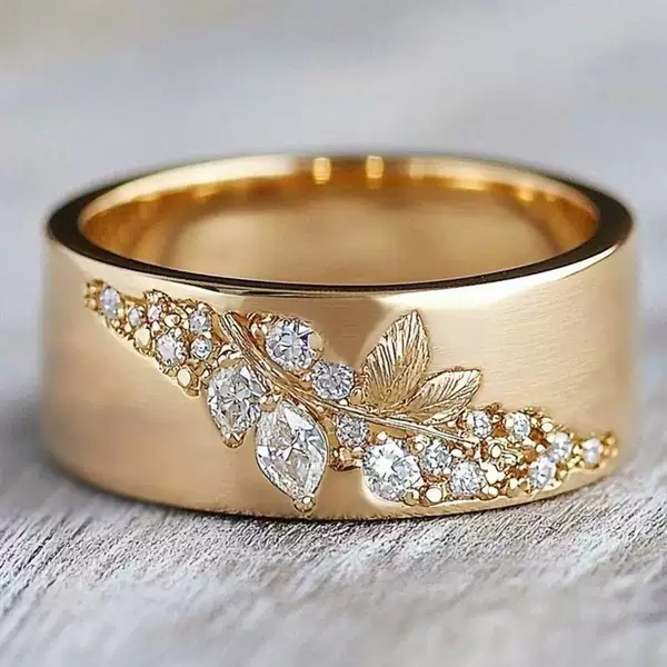 Huaya Cross-Border Hot-Selling New Style Zircon Splicing Branch Flower Ring Cross-Border Popular Women's Ring Manufacturer Wholesale