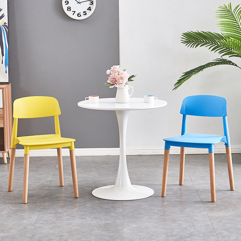 silla de plástico nórdica moderna silla de espera silla de madera maciza silla de respaldo casera para adultos silla de madera maciza