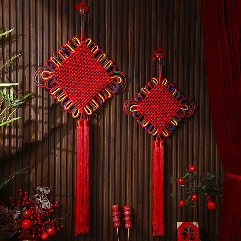 chinese knot colorful ropes pendant woven house building decorations living room festive fu character ornaments housewarming gift