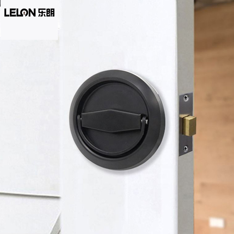 Acero inoxidable 304 personalizado cerradura de puerta incrustada redonda de doble cara anillo de tracción cerradura invisible cerradura de bolsillo de privacidad sin llave
