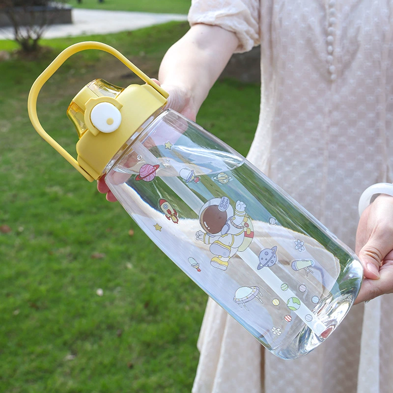 Capacious handheld glass for students, sports plastic teapot