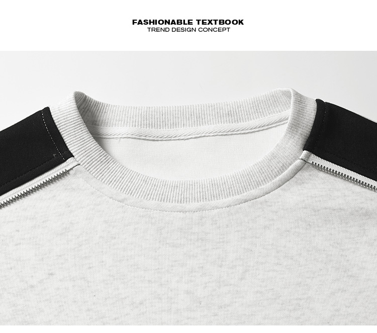 Sweat-shirt homme à col rond et lourd avec détails contrastés_voghion.com