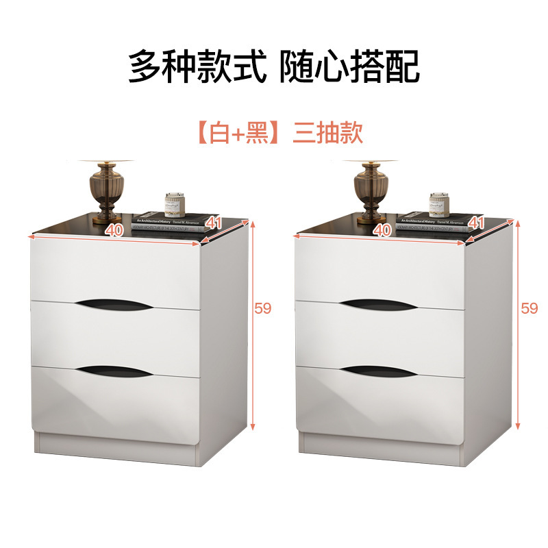 Mesa de cabecera italiana simple y lujosa moderna y alta sensación de estante de almacenamiento simple y de gran capacidad gabinete de almacenamiento de dormitorio