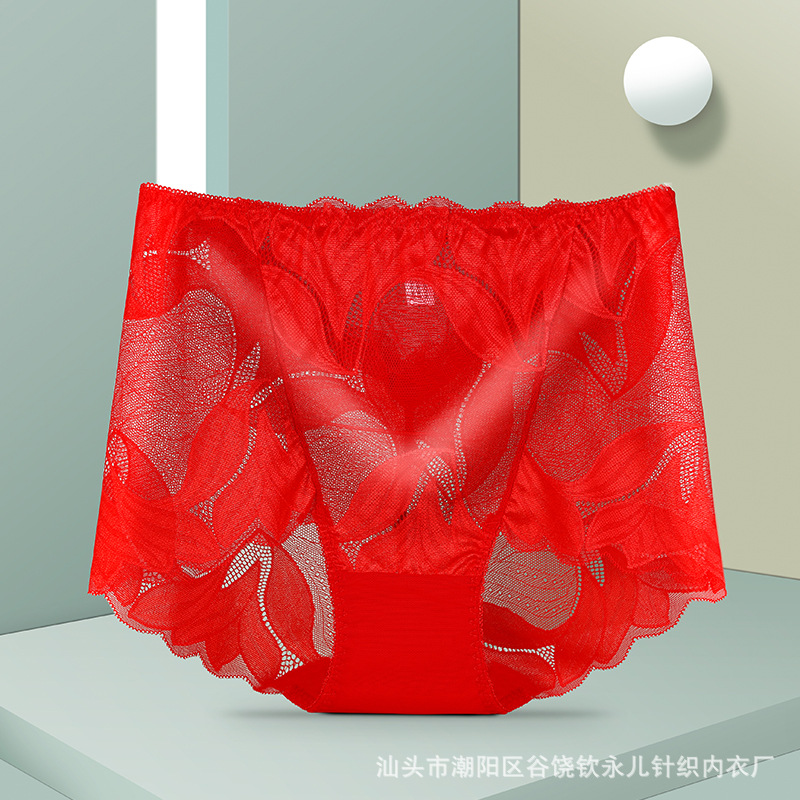 15-color multi-tamaño 200kg bordado de encaje sin costuras ropa interior de las mujeres cintura alta hueco transparente malla gordita chica cómoda transpirable