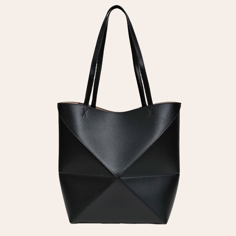Large Capacity Geometric Shoulder Bag For Women High End Leather_voghion.com