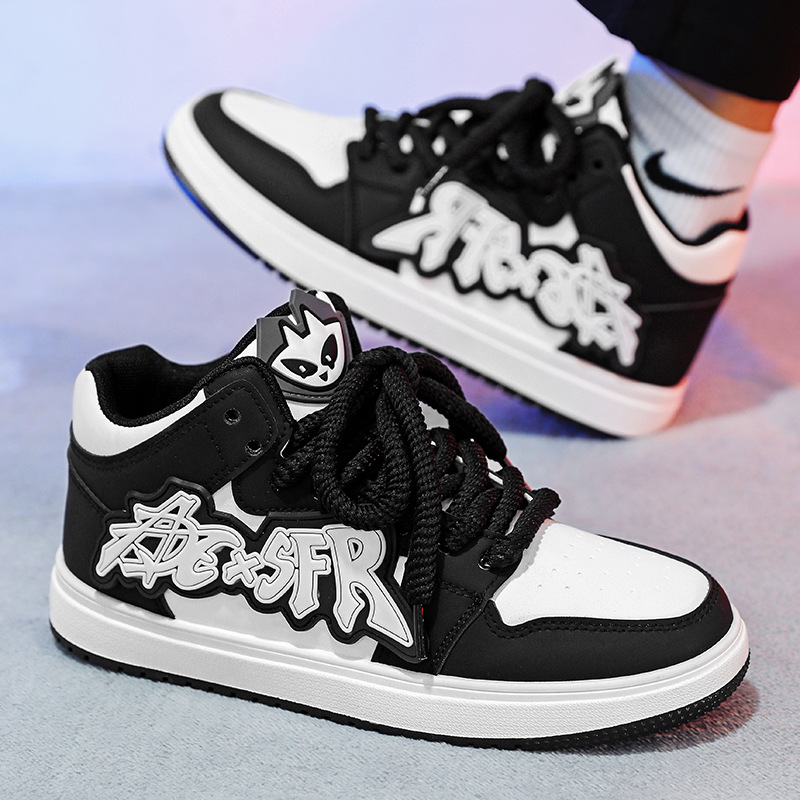 Herren Mid-top Board Shoes Im Angesagten Schul-stil Sneaker_voghion.com