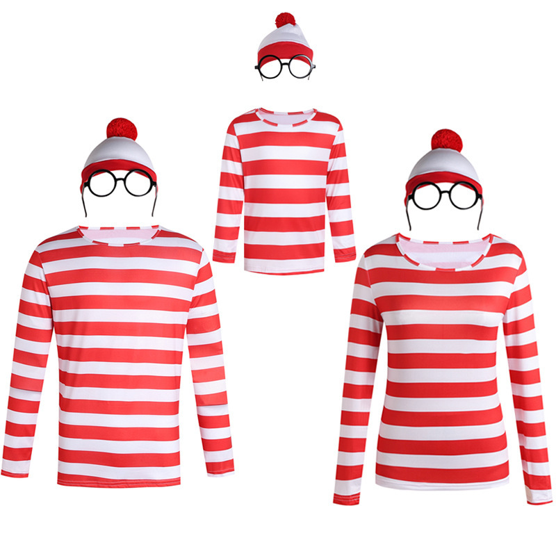 Anime Smart Werry Wherr's Wally Disfraz de cosplay para padres e hijos Espectáculo de Halloween