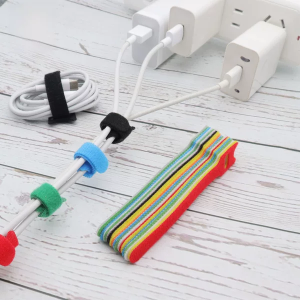 Nylon back-to-back Velcro ribbon self-adhesive color data cable storage cable strap T-type Velcro ribbon