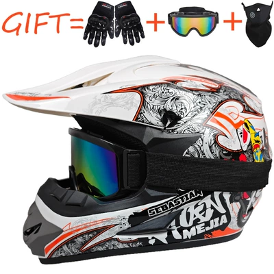 Motosiklet kaskı (dəbilqə) – Beach Bike Helmets, Youth Mountain - white-motorcycle-goggles-gloves-and-face-shield-included-s