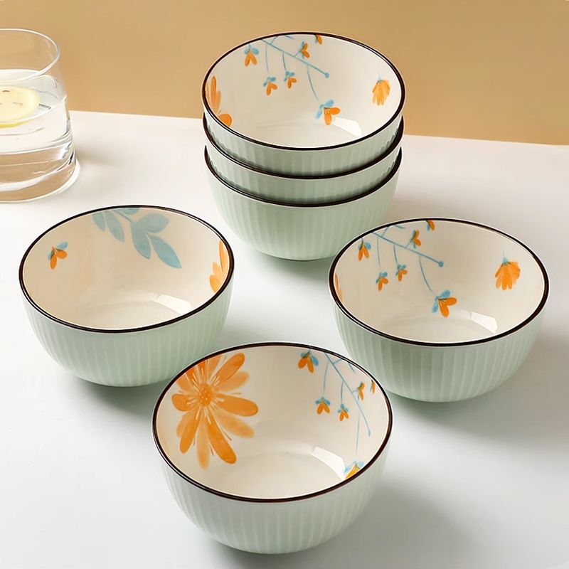 日本のセラミック食事ボウル 5inch 家庭用美しいライスボウル小ボウル 2025 新しい食器セット食器|undefined