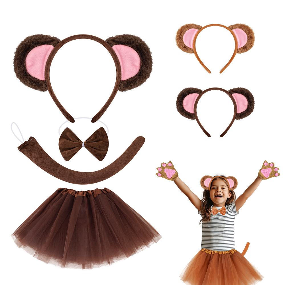 Diademas de animales y orejas de mono o oso, accesorios para disfraces y fiestas de Halloween, modelo transfronterizo