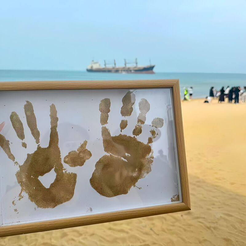 Beach painting handprint photo frame DIY couple 520 handmade frame gift for best friends, boyfriend, girlfriend, Qixi Valentine's Day Beach painting handprint photo frame DIY couple 520 handmade frame gift for best friends, boyfriend, girlfriend, Qixi Valentine's Day