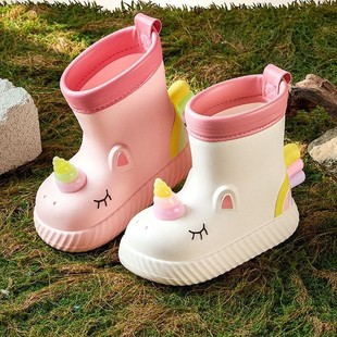 Unicorn children's rain boots girls baby rain boots water shoes students children non-slip baby rubber shoes not smelly feet