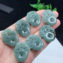 危料双貔貅平安扣玉项坠招财玉貔貅A货翡翠吊坠玉器批发冰糯种