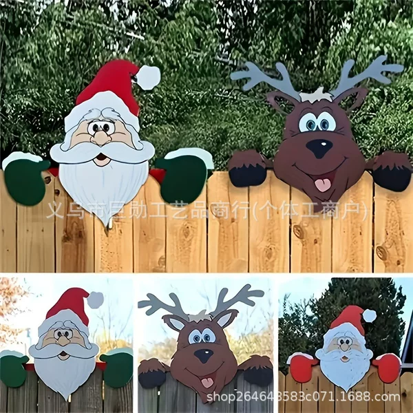 Popular Santa Claus Reindeer Yard Fence Insert Card on Independent Website Grinch Christmas Yard Decoration Insert Card