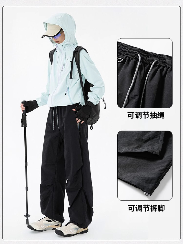 Woodpecker Jacket Pants Women's Summer Thin Outdoor Windproof Waterproof Breathable Quick-Drying Paratrooper Workwear Women's Mountaineering Pants