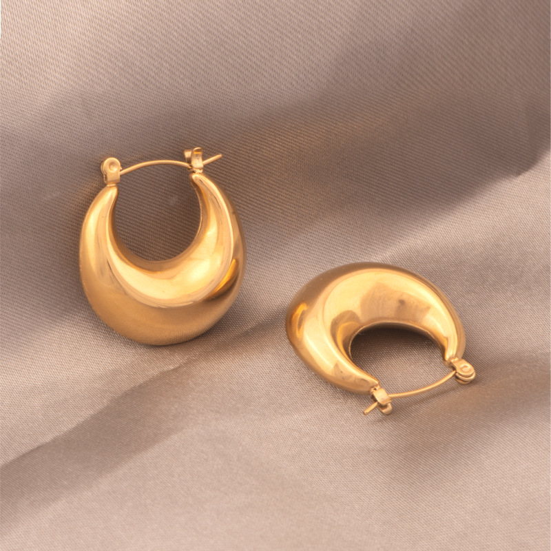 1 Pair Ig Style U Shape Plating Titanium Steel 18k Gold Plated Earrings display picture 3