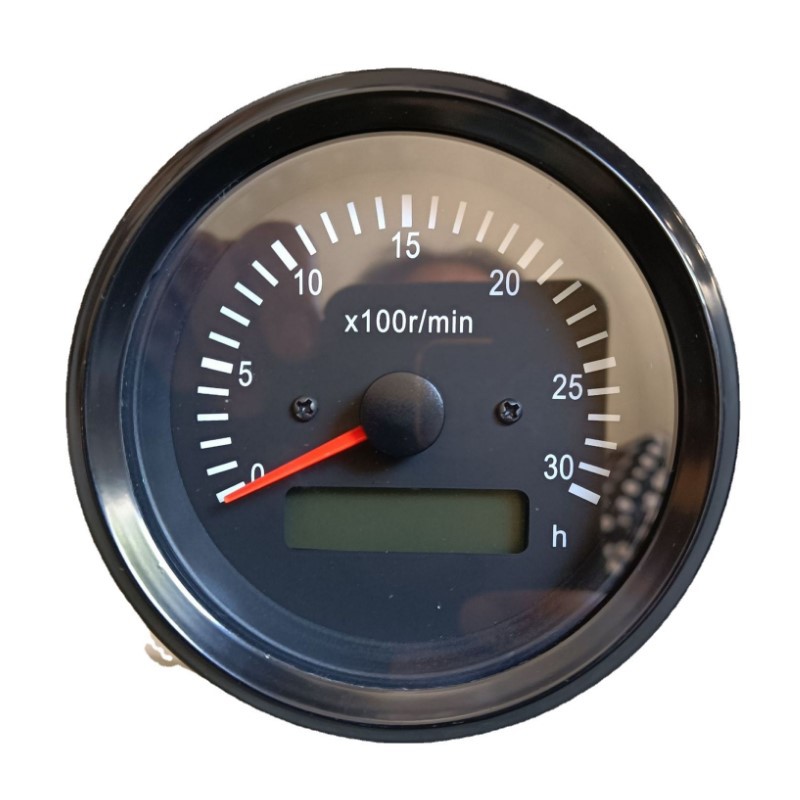 Fādiànjī 85mm Tachometer 12v 24v 0-3000 RPM Generator Engine Adjustable Teeth (tachometer) - tachometer-black-background-black-border