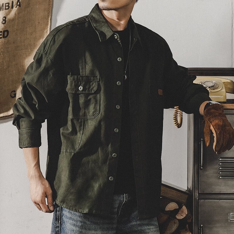 American Retro Work Shirt Men's Long-Sleeved Spring and Autum Loose Tough Guy Hunting Coach Jacket Men's Autum Jacket Men American Retro Work Shirt Men's Long-Sleeved Spring and Autum Loose Tough Guy Hunting Coach Jacket Men's Autum Jacket Men