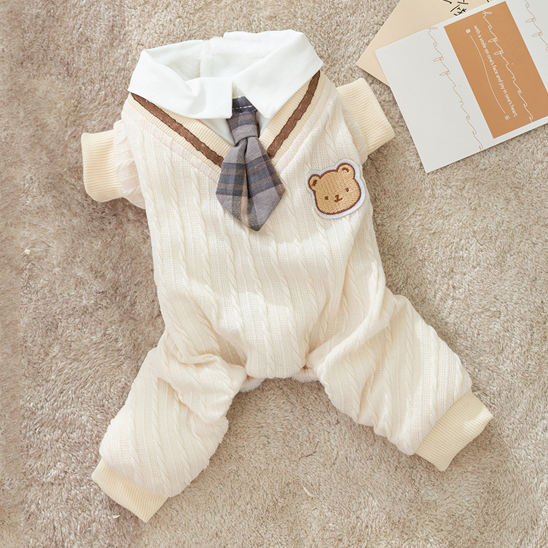 Otoño e invierno perro Colegio estilo fresco uniforme de la pareja de algodón acolchado ropa gato de dos piernas JK falda mascota ropa de cuatro piernas