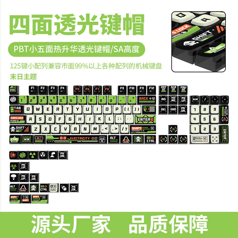 Cross-border Hot Sale Doomsday Hengkong Theme Keycap SA Height Four-sided Transparent PBT Thermal Sublimation customized Keyboard Keycap