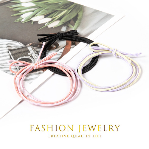 Korean two-color four-in-one knot hairband with small butterfly bow, basic hair tie, simple hairband, hair clip, head accessory