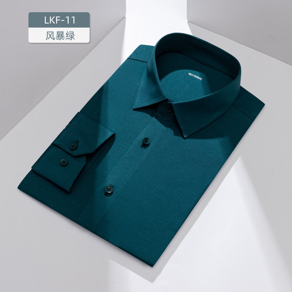 Camisas personalizadas privadas de seda de jade de alta calidad de algodón de punto de cuatro lados para hombres de manga larga 100 camisas de alta elasticidad