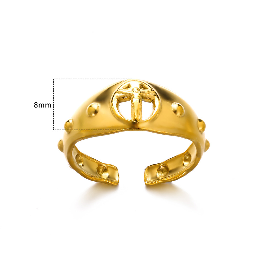 Casual, Daily Occasion Wholesale Jewelry Elegant Cross Copper 18K Gold Plated Plating Open Rings