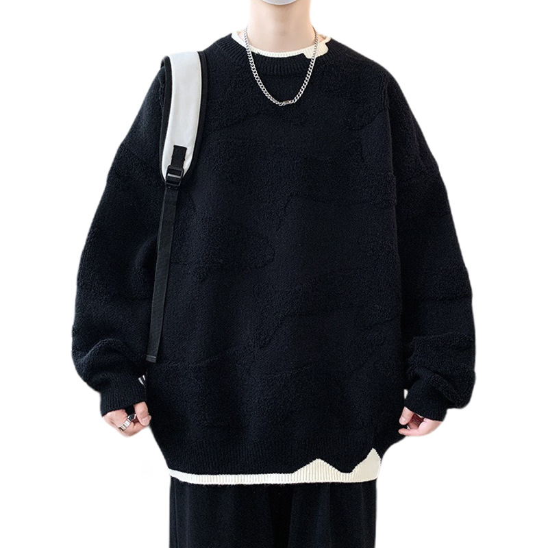 Explosiones transfronterizas de tamaño grande falso de dos piezas de camisetas de punto suéter toallas de hombre bordadas tridimensionales de otoño y invierno fábrica de chaqueta al por mayor