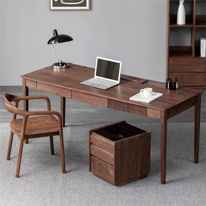Современный минималистский стол из цельного дерева Стол из черного ореха Минималистский многофункциональный учебный компьютерный стол в скандинавском японском стиле