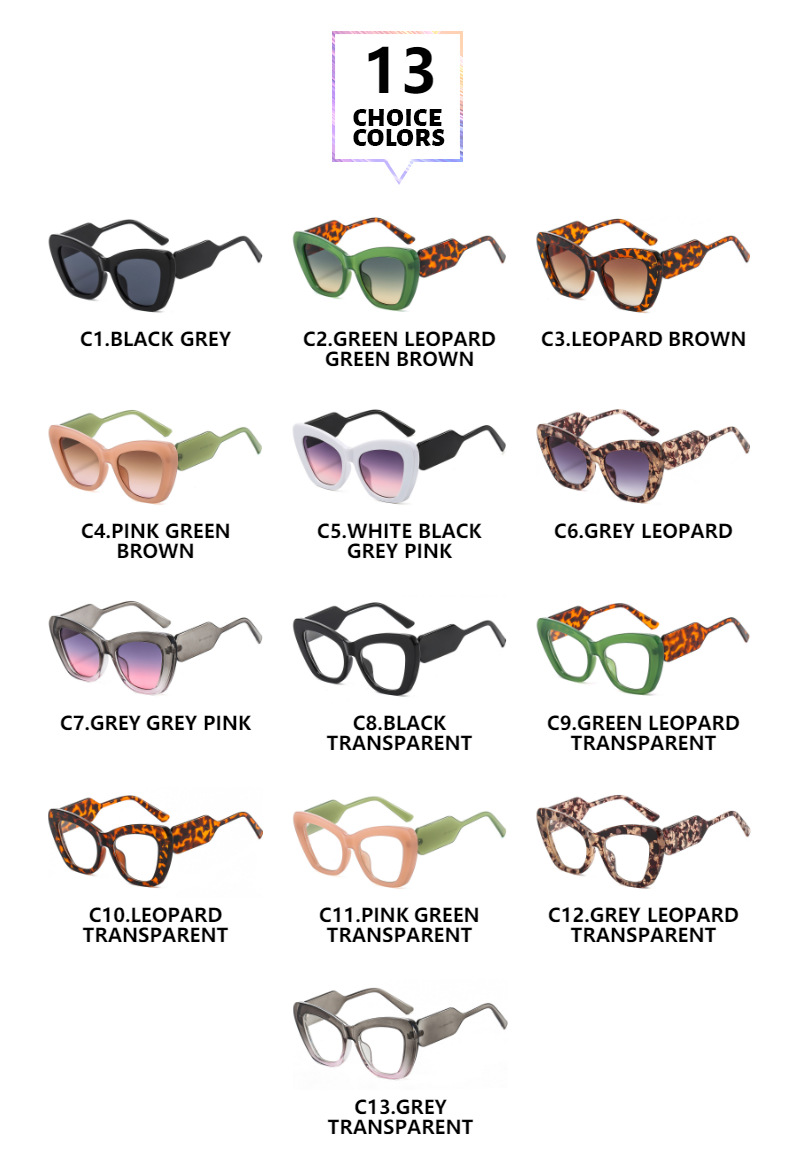 Cat Eye Glasses Style Travel Occasion Fashion Color Block Leopard PC UV400 Protection Cat Eye Full Frame Women's Sunglasses