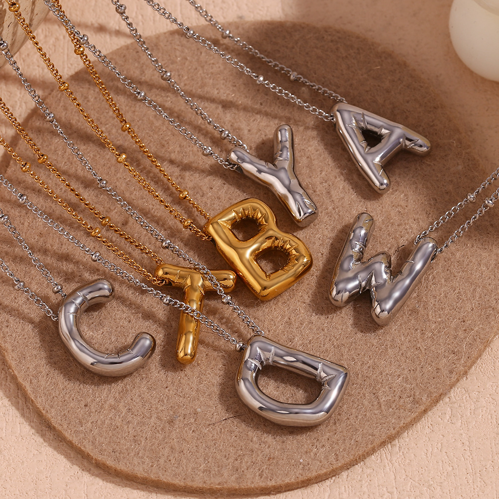 11g Weight PVD Coated Real Gold Plated Letter 316L Stainless Steel  Simple Style Waterproof Non Tarnish Surgical Steel 316L Stainless Steel  Pendant Necklace