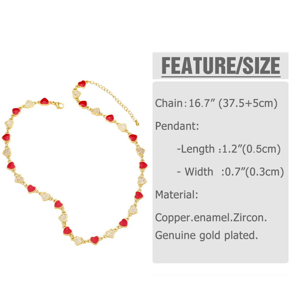 Fashion Heart Shape Copper Necklace Splicing Zircon Copper Necklaces