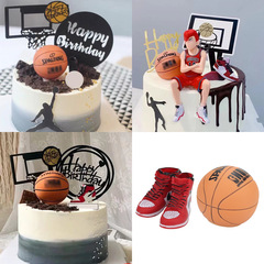 Basketball cake decoration mini sneaker basketball model slam dunking handsome man birthday party basketball theme cake ornament