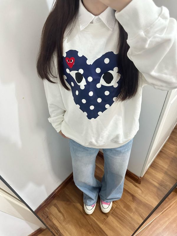 美式复古印花潮牌白色小众爱心长袖t恤女秋季新款正肩百搭上衣潮|undefined