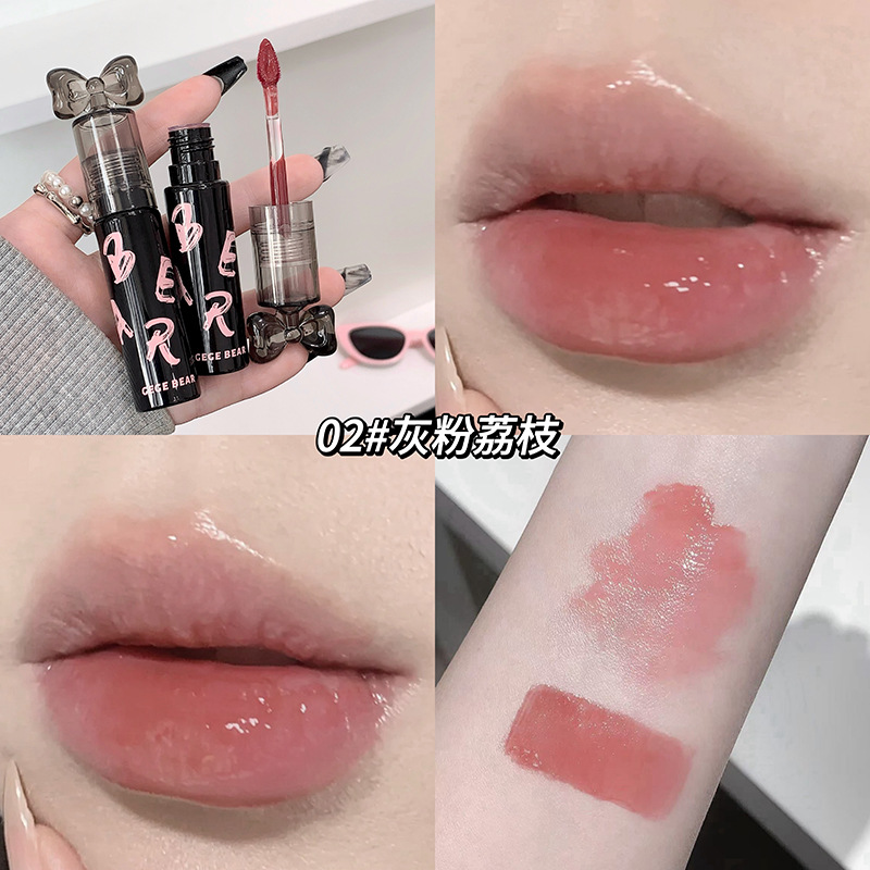 Gegebear Crystal Dudu Water Light Lip Glaze para sostener el maquillaje, no es fácil de desvanecer, espejo blanco, esmalte de labios, lápiz labial, brillo de labios transfronterizo