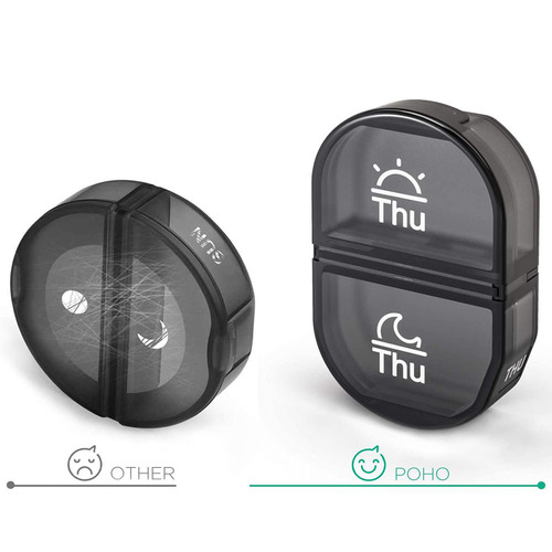 Amazon 7-day 14-slot weekly pill storage box AM PM 2 times a day vitamin medication pocket pill box