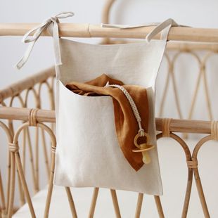 Baby Bedside Storage Hanging Bag Linen Single Storage Hanging Bag Multifunctional Diaper Bag Towel Molar Toy Storage Bag