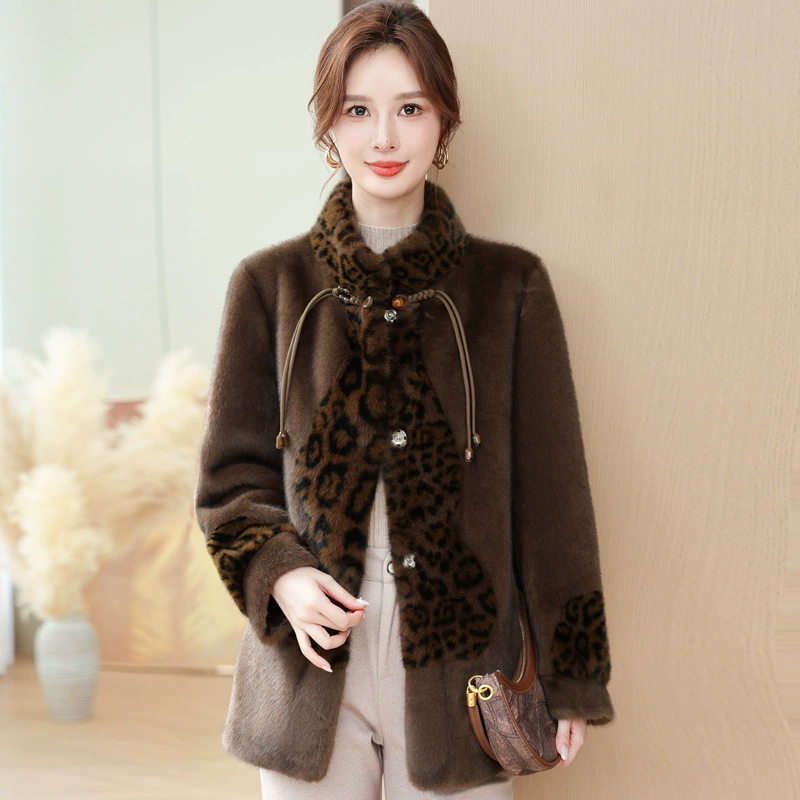 Elite demi-season coat for mother, velvet jacket, for middle age, plus size