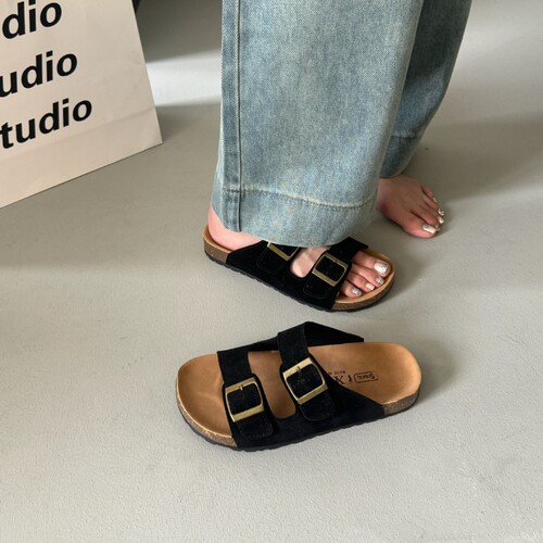 Thick sole Birken one-word slippers for women, 2026 new summer matching skirt, all-matching lightweight non-slip beach sandals