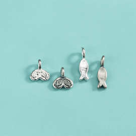 锦鲤小鱼单坠S925纯银实心小挂件DIY手工编绳手串水晶手链鱼吊坠