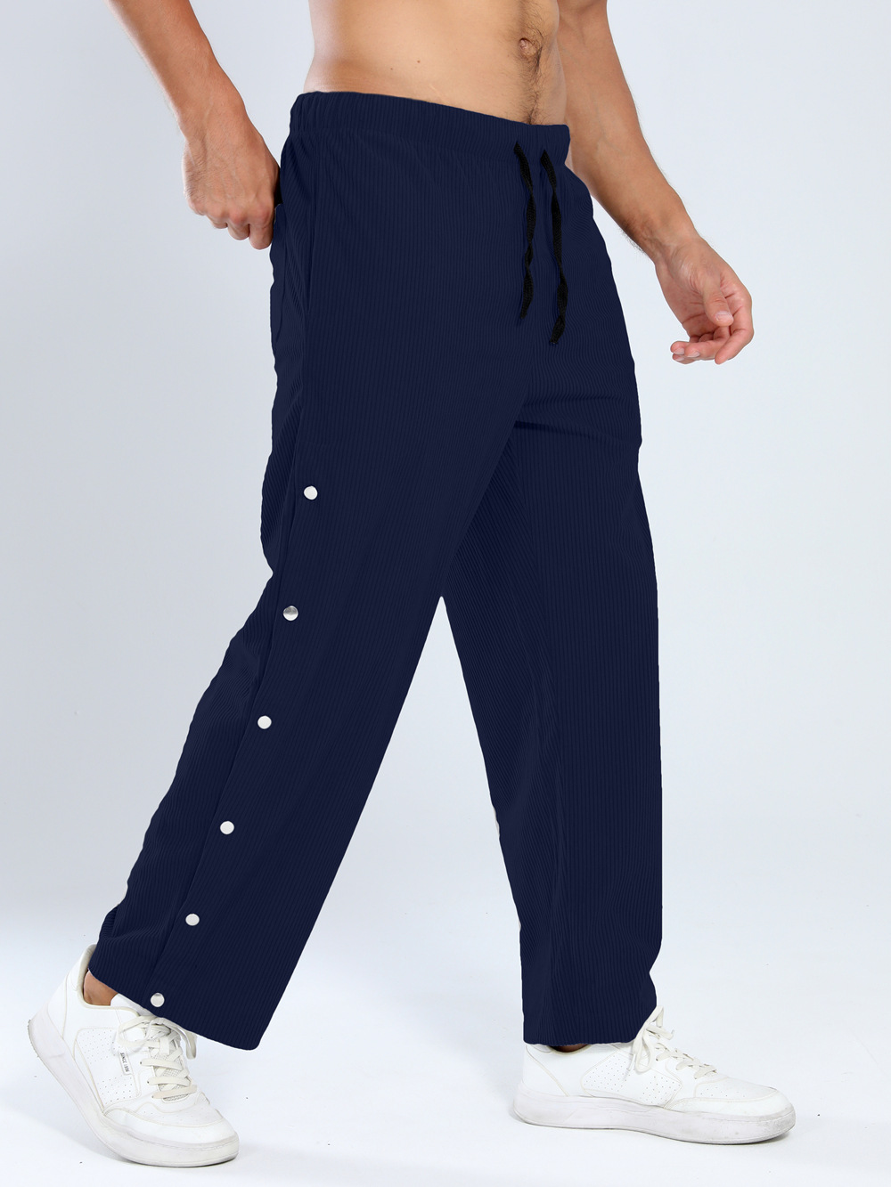 Músculos locos nuevos pantalones largos masculinos de primavera y otoño retro americano rayas verticales relajadas pantalones casuales de pecho suelto en todas las fronteras