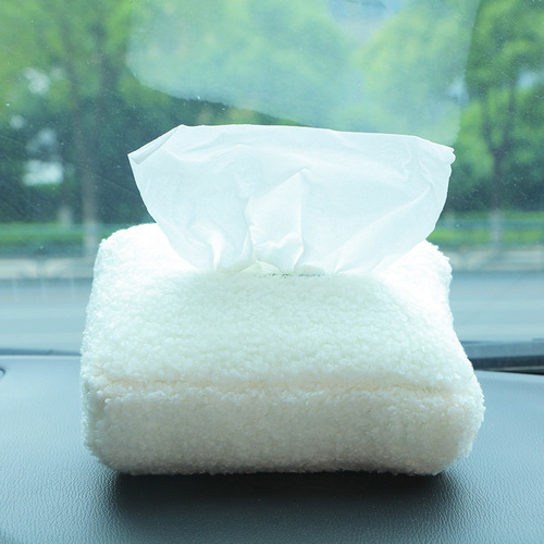 Comfortable lambswool tissue box, car seat back sun visor, car tissue dispenser, large capacity car tissue bag cover