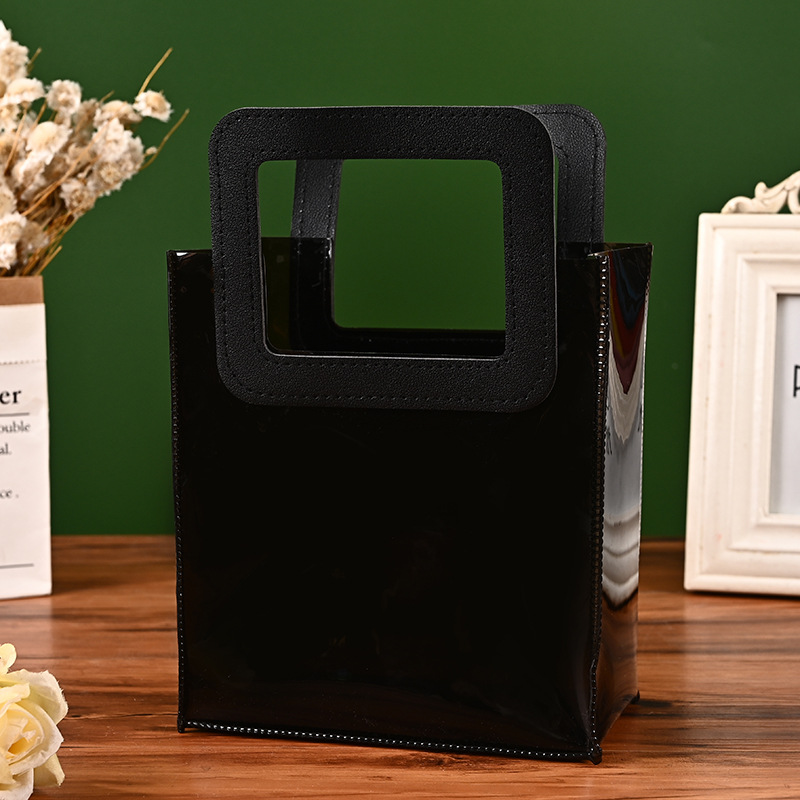 Bolso de PVC negro personalizado color caramelo ins estilo moda bolso de mano bolso de La jalea regalo al por mayor Bolso de Plástico