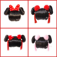 新年假发刘海发带中国风流苏毛球头饰宝宝红色头花过年发饰女童