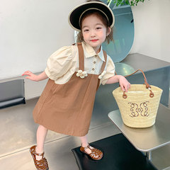公主裙女童夏裝2024夏季新款網紅女孩洋氣背帶裙女寶寶時髦連衣裙
