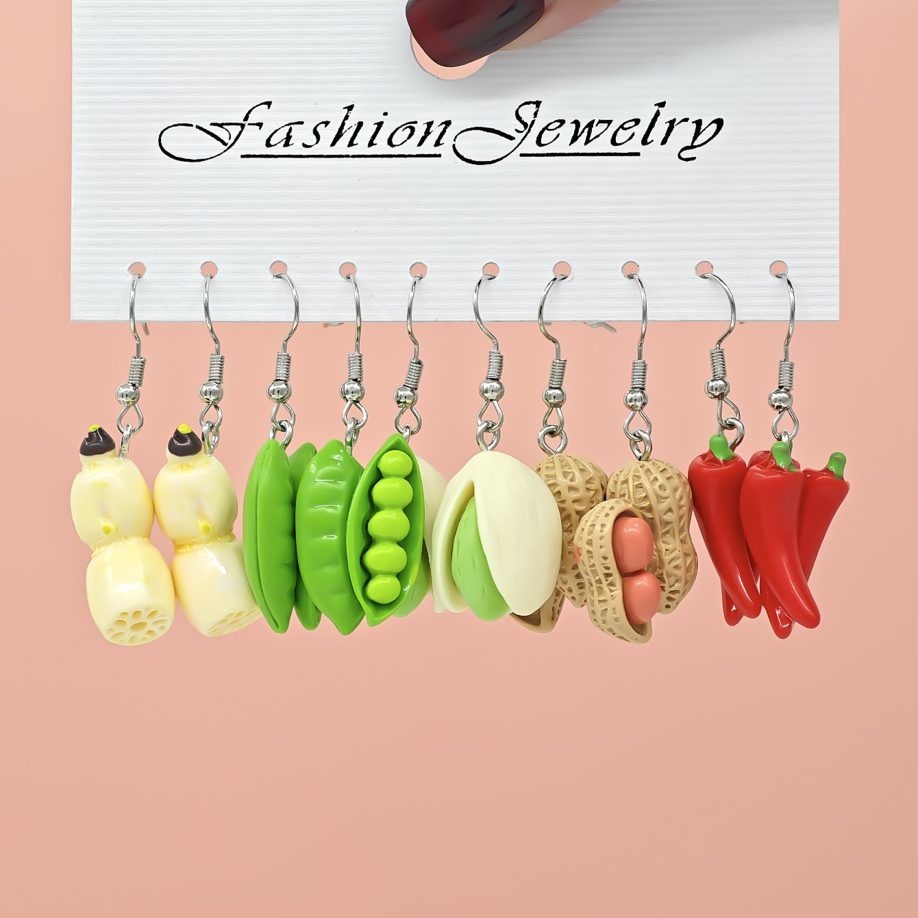 Aretes de resina de frutas y comida, 10 piezas